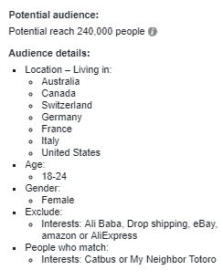 Facebook audience size