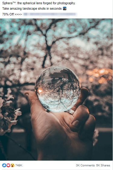 An ad of a crystal ball that uses a blurred background
