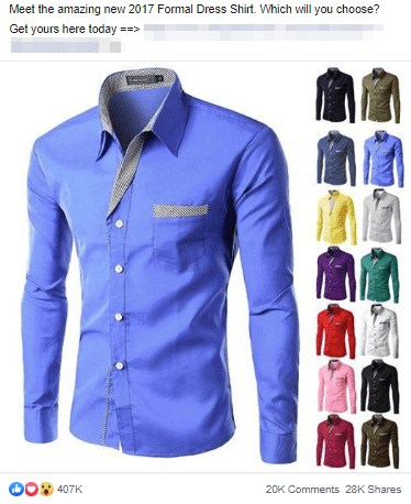 An ad of a men's shirt with 14 variations in the picture