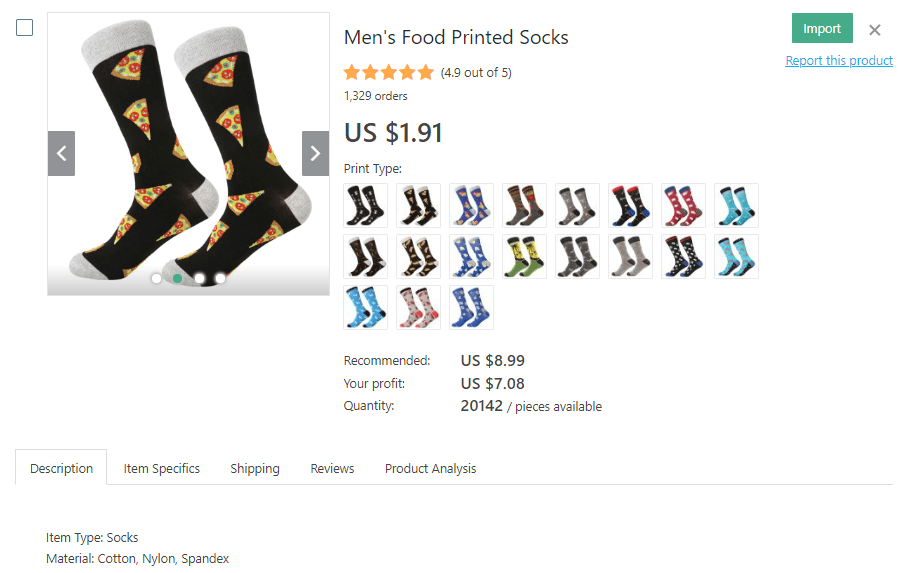 a picture showing why it's profitable to dropship socks