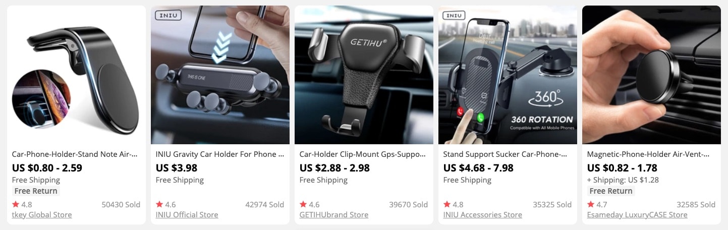 a picture showing trending car items to dropship in 2021