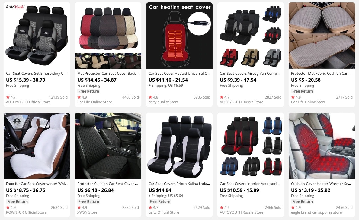 a picture showing car seat covers to sell in 2021