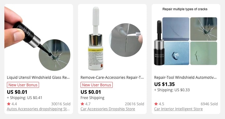 a picture showing how much glass repair tools cost