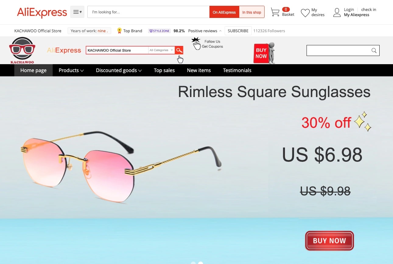 an image showing one of the best sunglasses suppliers on AliExpress