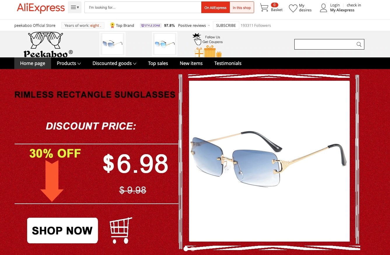 a picture showing reliable sunglasses dropshipping supplier