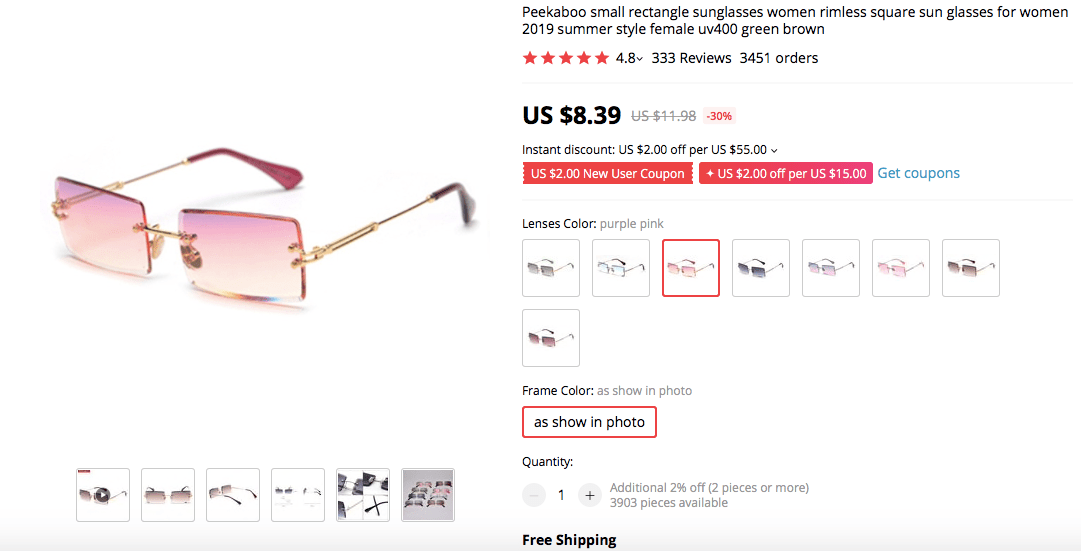 Small Rectangle Sunglasses