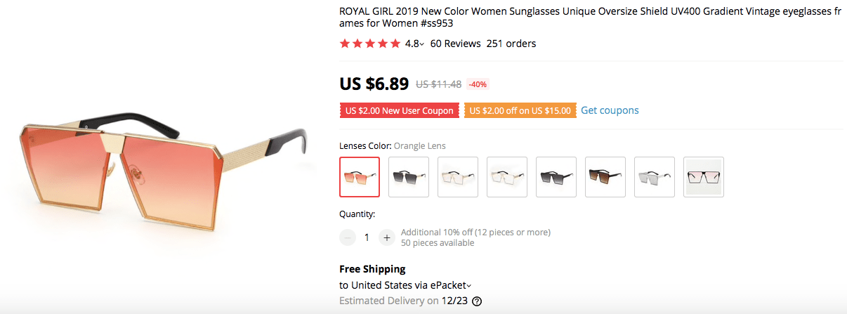 Oversize Vintage Gradient Sunglasses