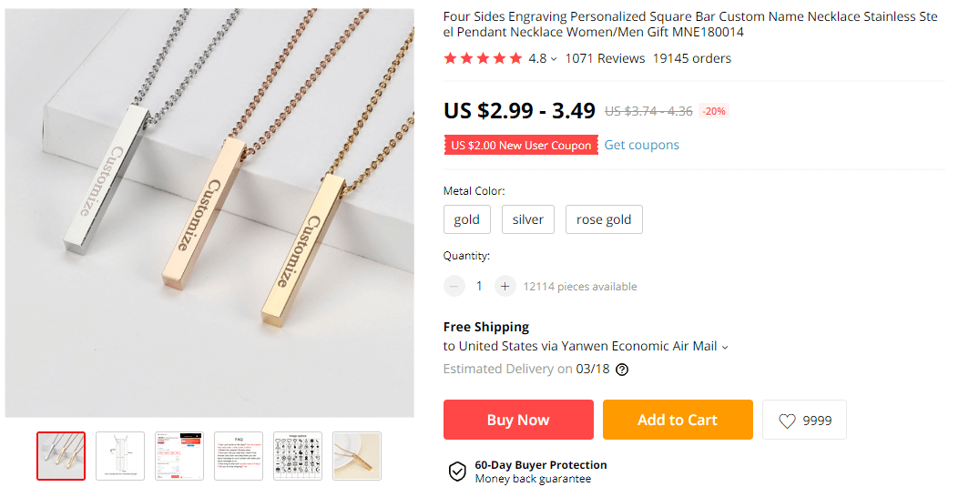 Custom Name Necklace on AliExpress