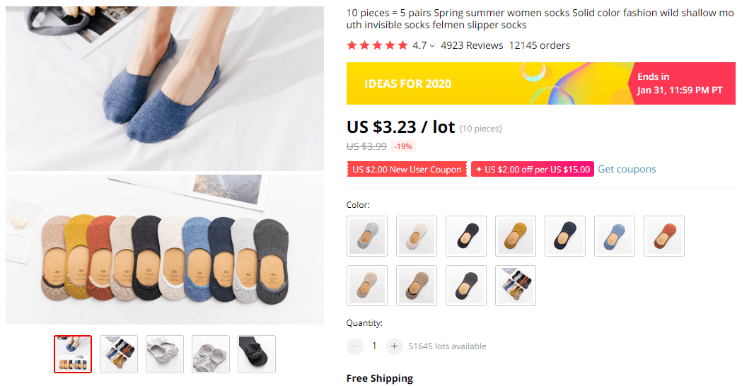 Things under 5 dollars: Women’s Summer Socks on AliExpress