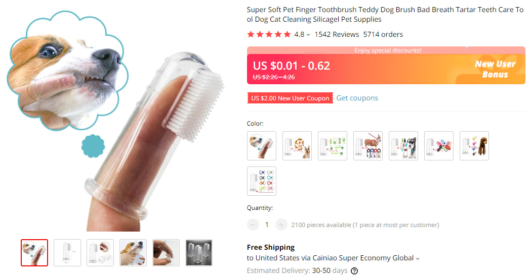 Bes pet products for dropshipping: Finger toothbrush for dogs