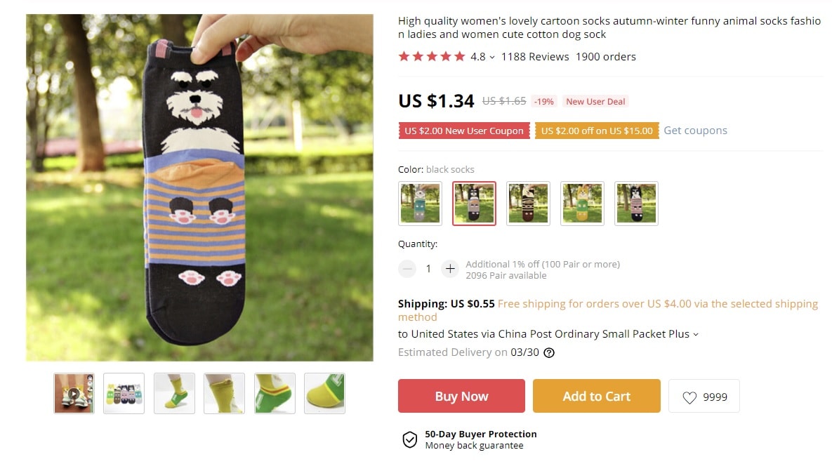 Funny-looking socks in an online store 