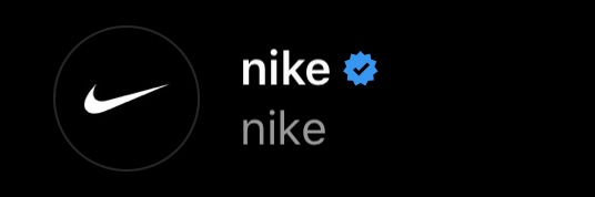 a picture showing a verification bage of Nike's account on Instagram