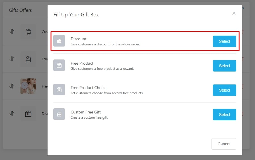 Creating a discount offer in the Gift Box add-on