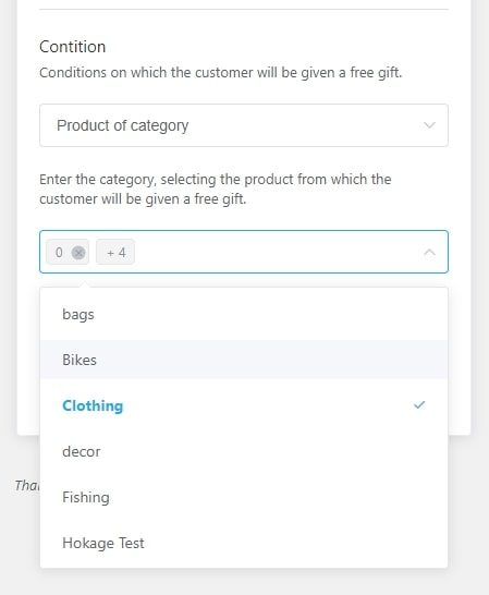 Gift Box conditions: Product of category