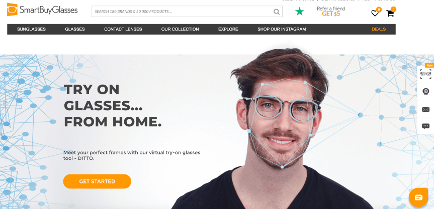 SmartBuyGlasses home page example