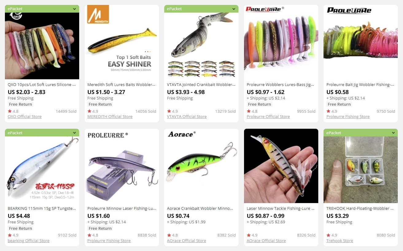 a picture showing that fishing lures are good for dropshipping