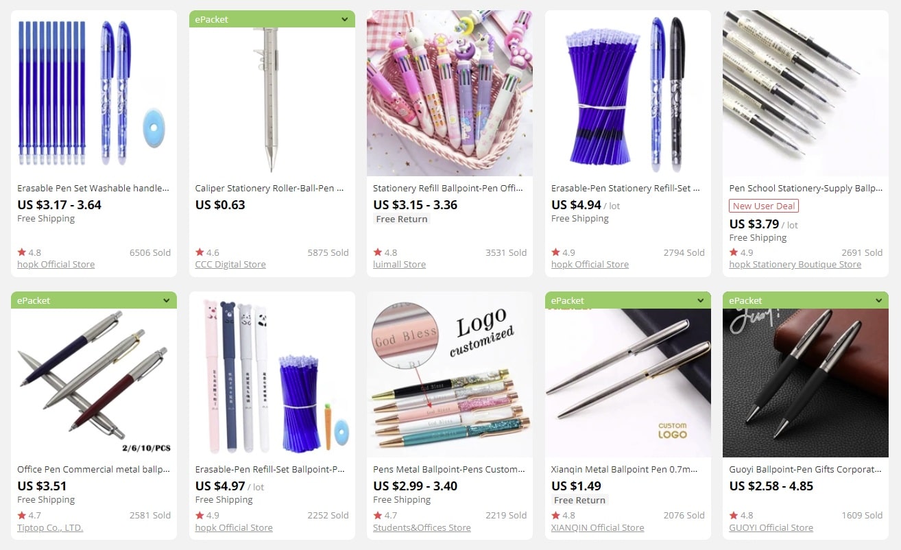 a picture showing pens as bulk items for sale