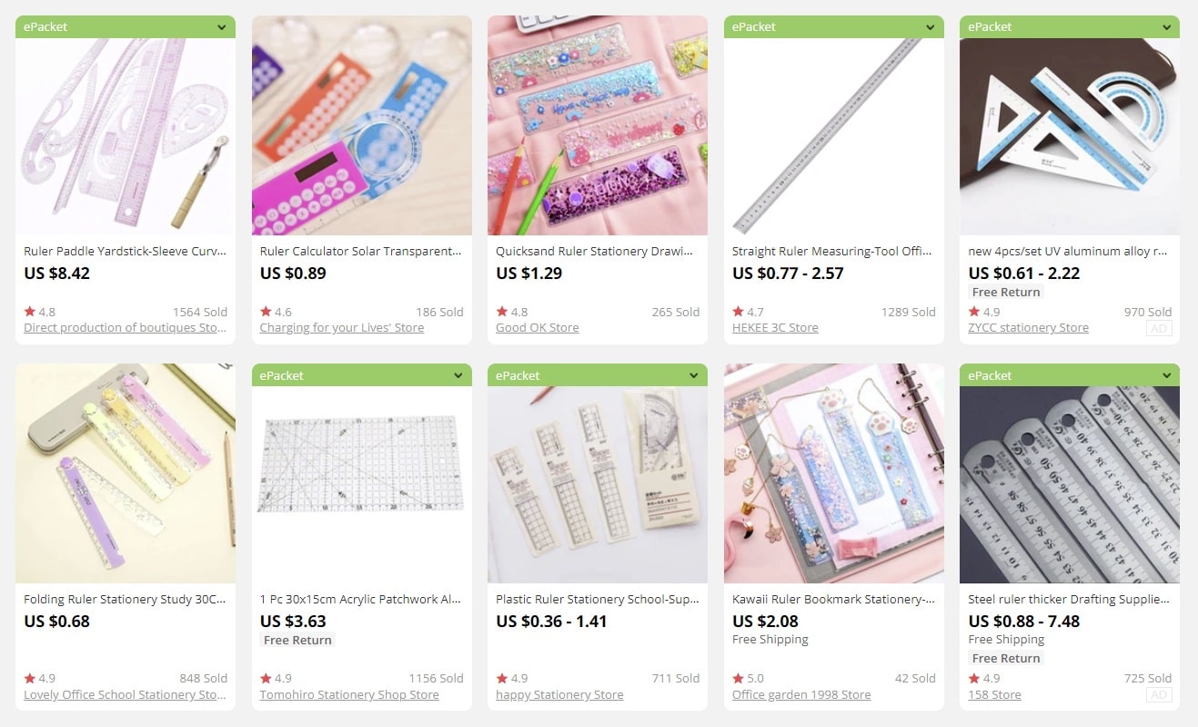 a screenshot with products to sell during back to school shopping