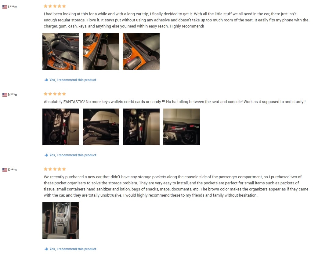 Screenshot of customer reviews on a product page that contain customer-made photos