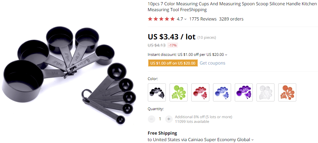 10pcs 7 Color Measuring Cups And Measuring Spoon Scoop Silicone Handle  Kitchen Measuring Tool FreeShipping