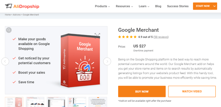 Google Merchant add-on: ecommerce tool for promoting your business with Google Shopping