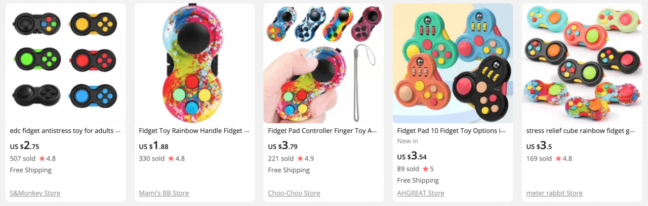 Fidget pads on AliExpress