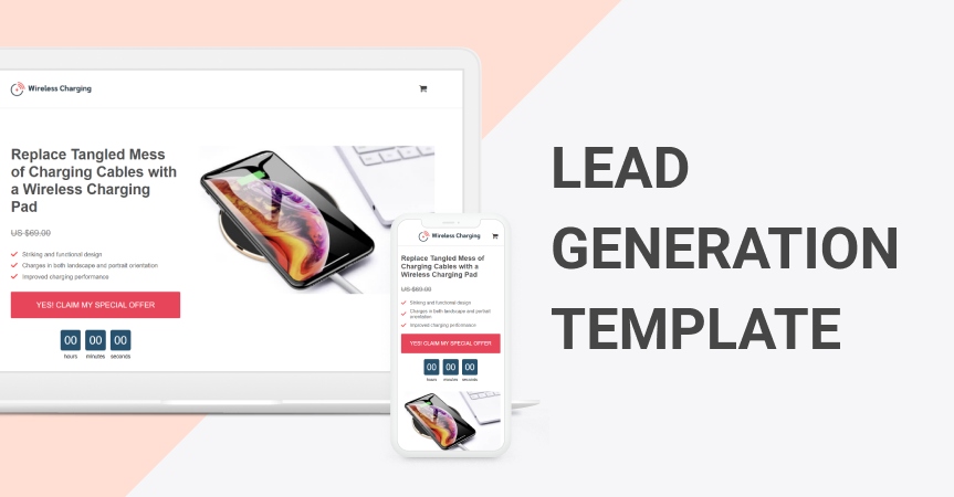 Landing Pages add-on features a lead generation template that lets you sell and collect leads
