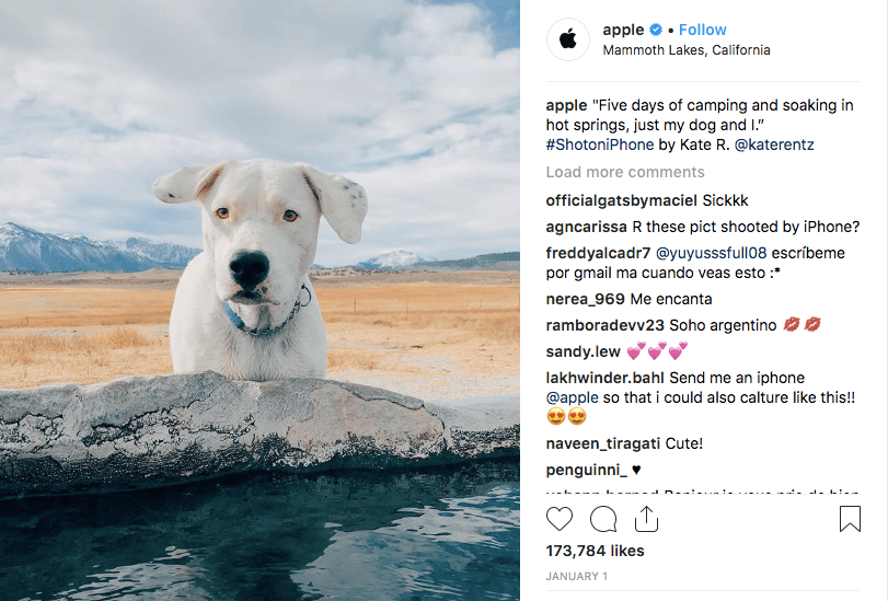 An example of user-generated content on Instagram