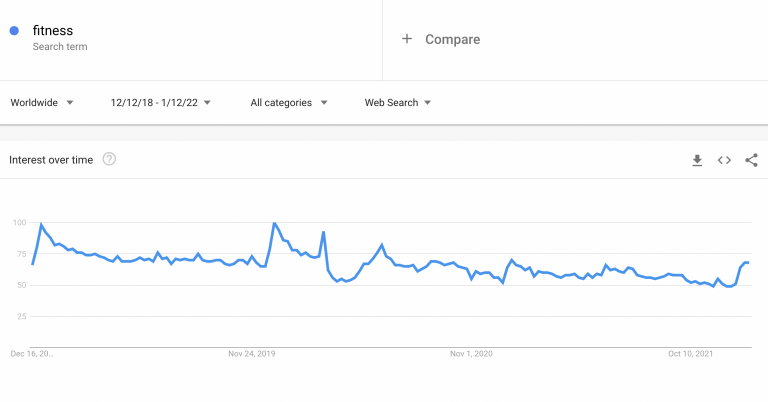 Niche Products To Sell In Your Dropshipping Store In 2022: fitness google trends
