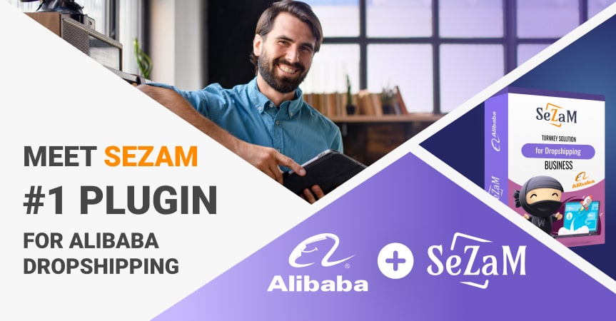 une couverture de l'article sur Alibaba dropshipping avec le plugin Sezam