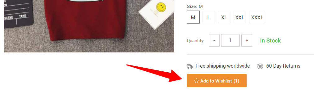 A button that add products to wish lists in an online store.