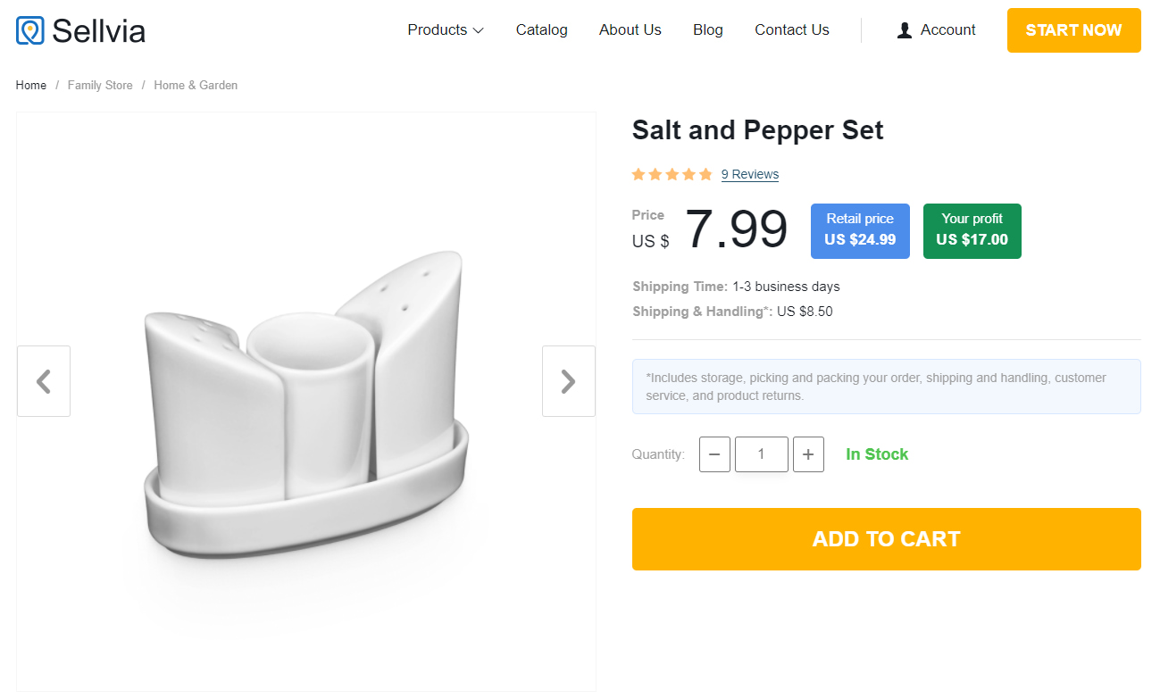 Home & garden dropshipping products: salt & pepper set