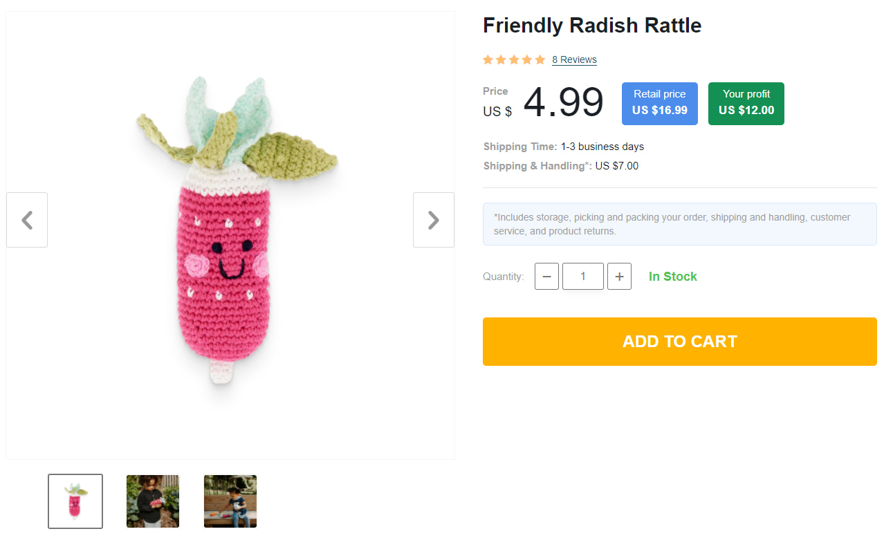 Baby products for dropshipping: Plush radish rattle