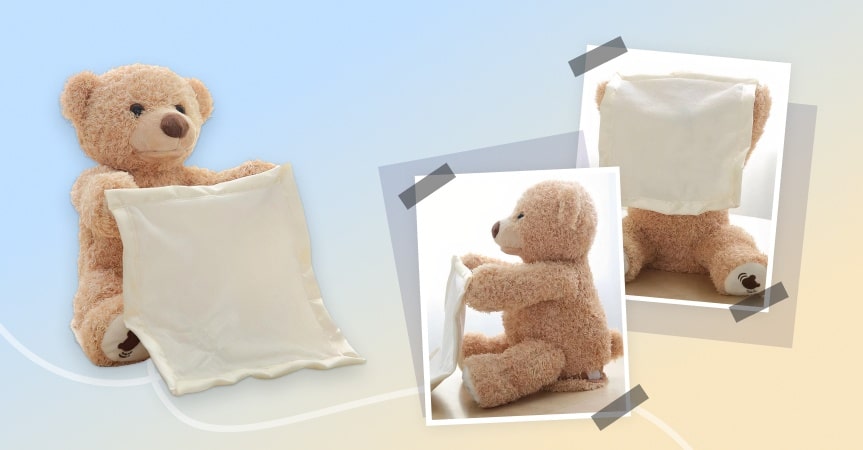a picture showing this week's bestseller - it's a peek-a-boo bear toy