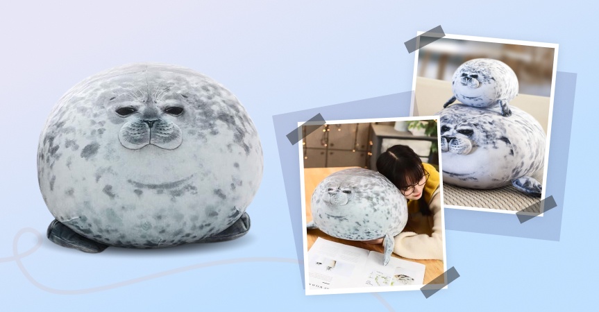 a picture showing this week's bestseller - Squishy seal plush toy