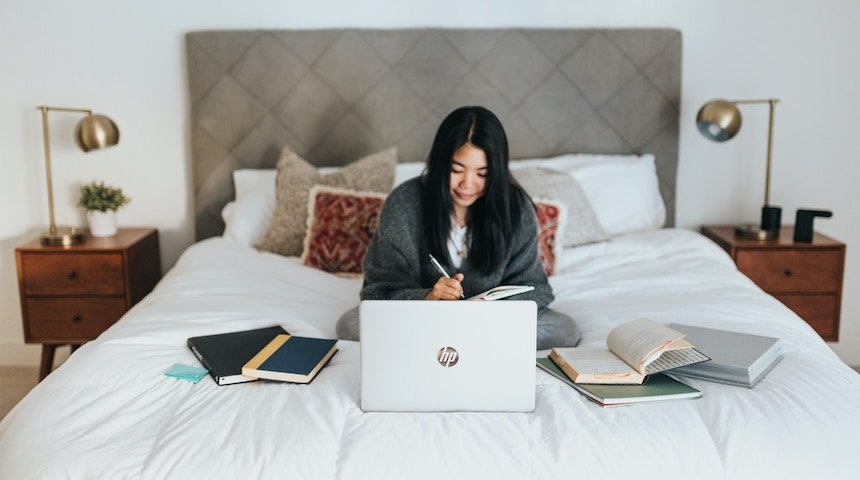 a picture showing a girl starting a business from home