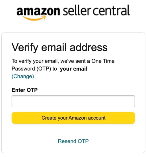 a picture showing one of the steps of signing up for Amazon seller central
