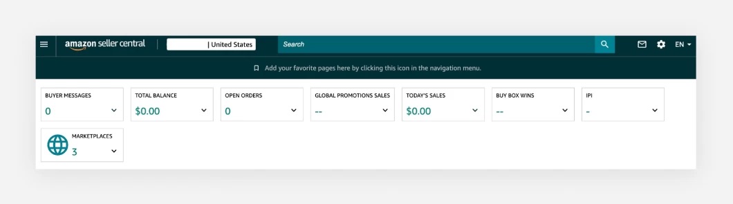 a picture showing how Amazon seller's dashboard looks like