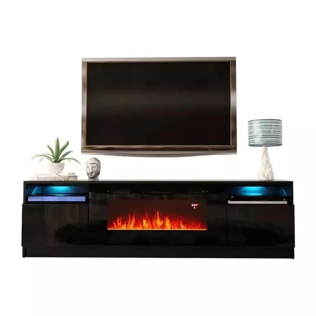 a picture of tv set with a fireplace