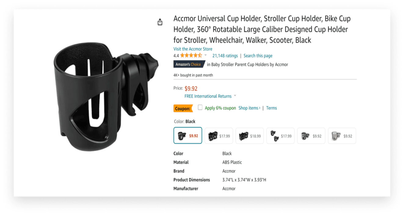 screenshot amazon Accmor cup holder