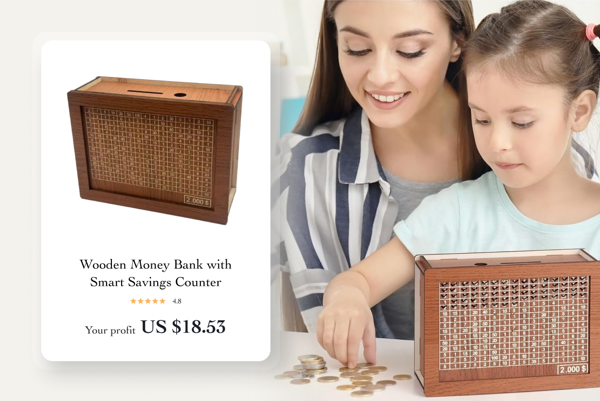 Wooden money bank