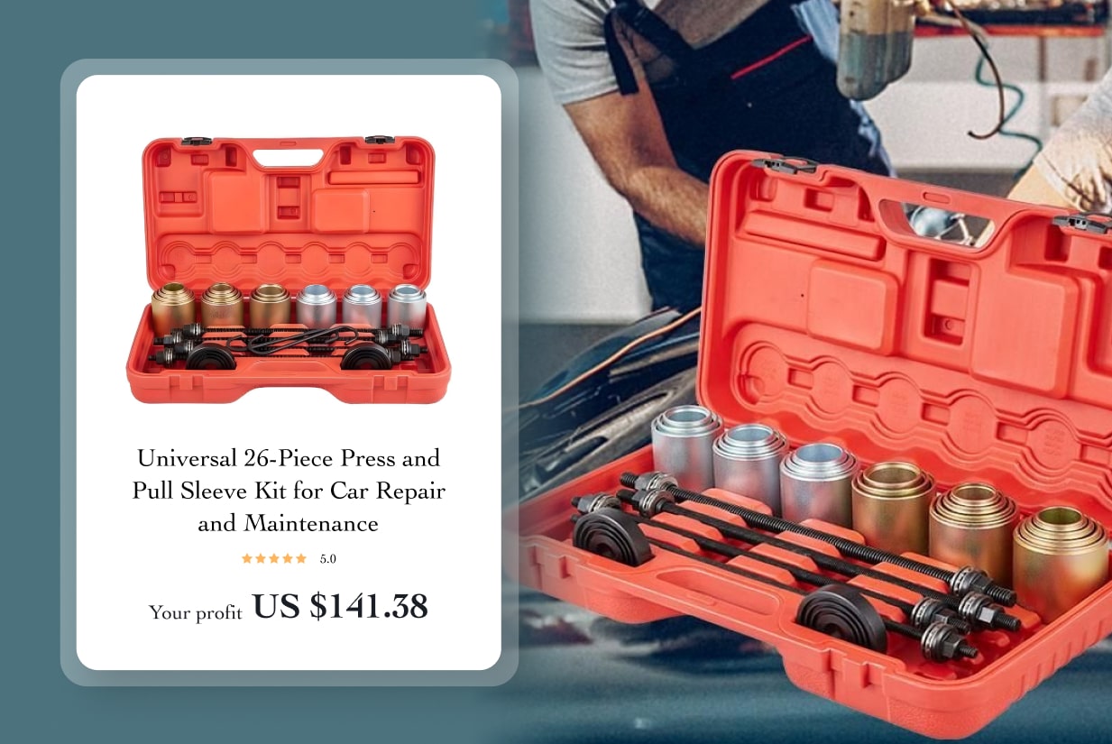 Universal 26-Piece Press and Pull Sleeve Kit for Car Repair and Maintenance