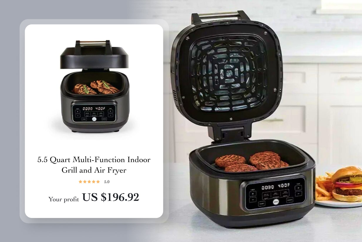 5.5 Quart Multi-Function Indoor Grill and Air Fryer