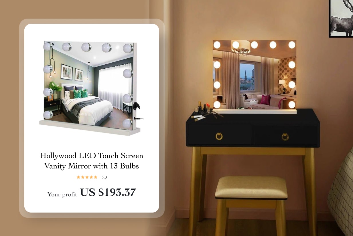 Hollywood LED Touch Screen Vanity Mirror with 13 Bulbs