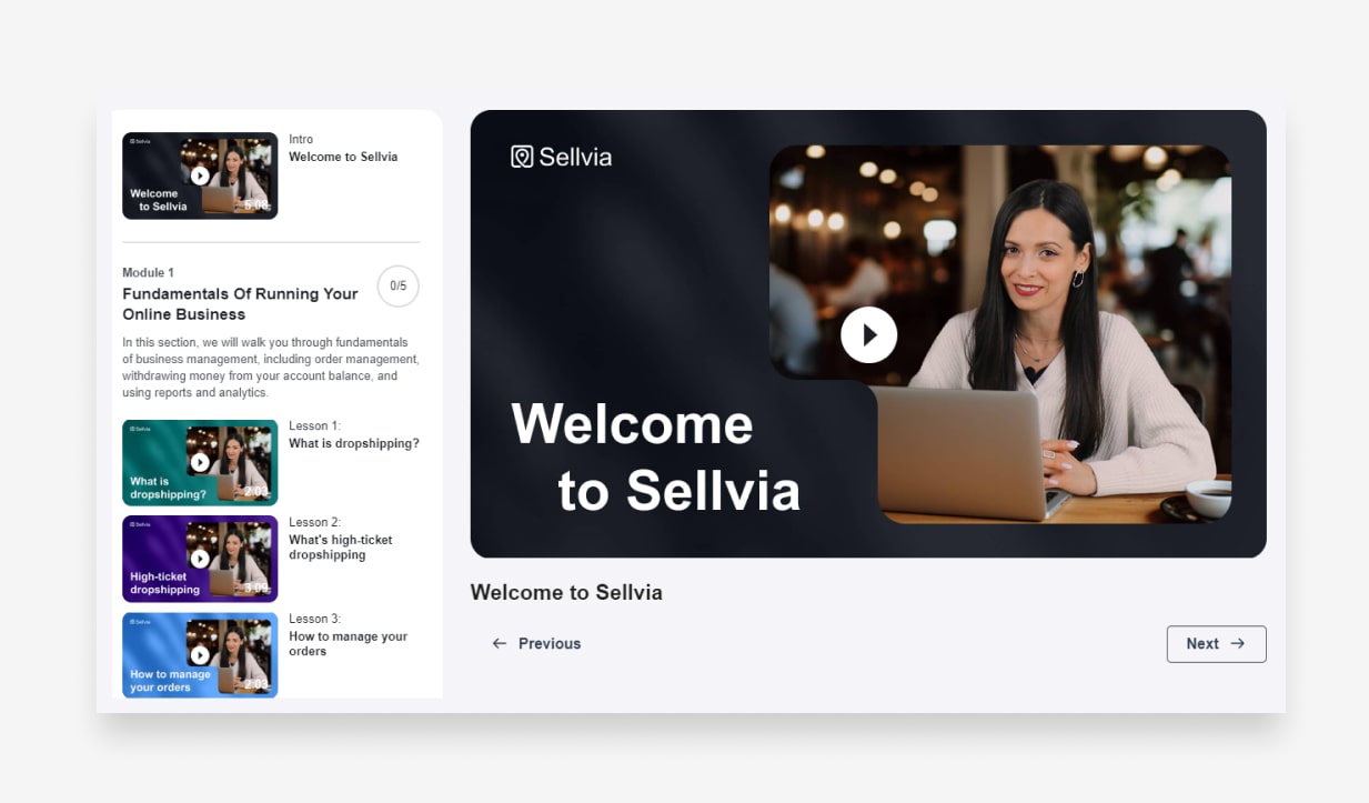 sellvia overview learn dropshipping platform