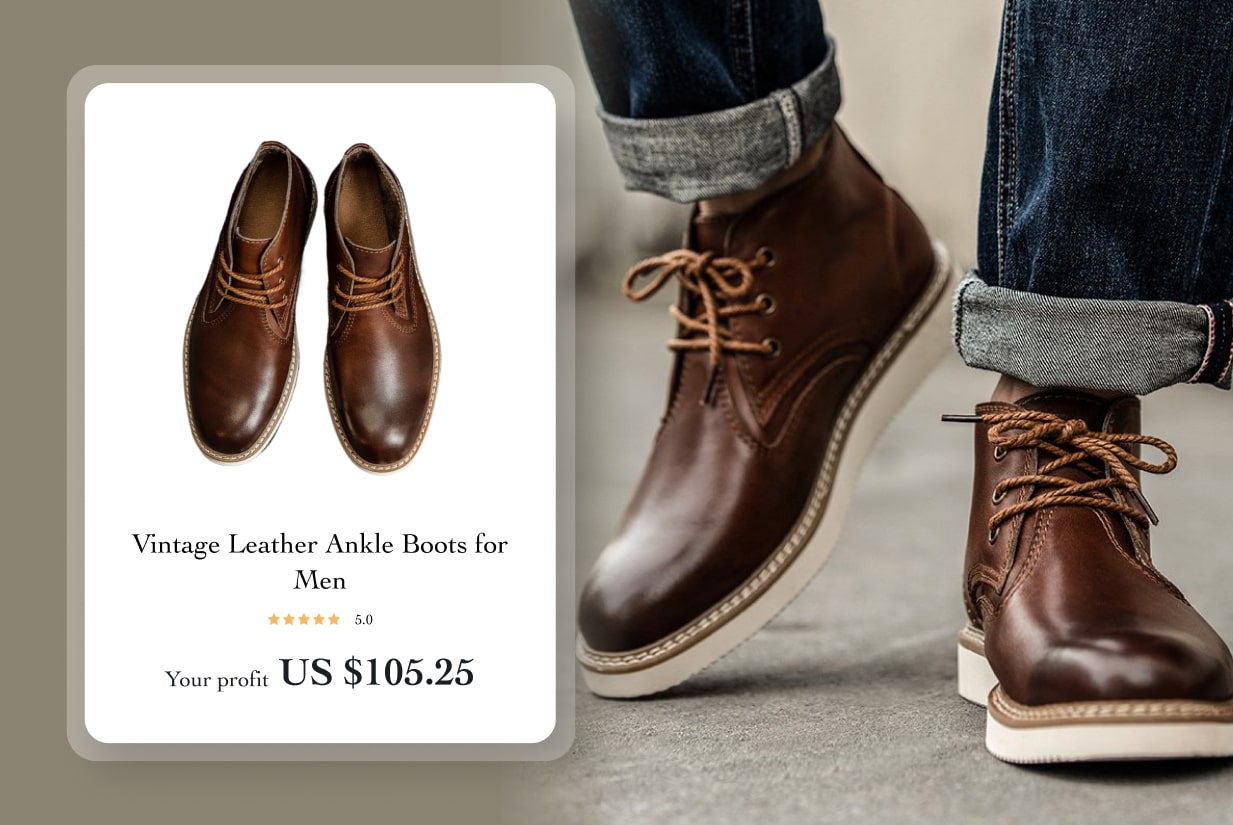 Vintage Leather Ankle Boots for Men