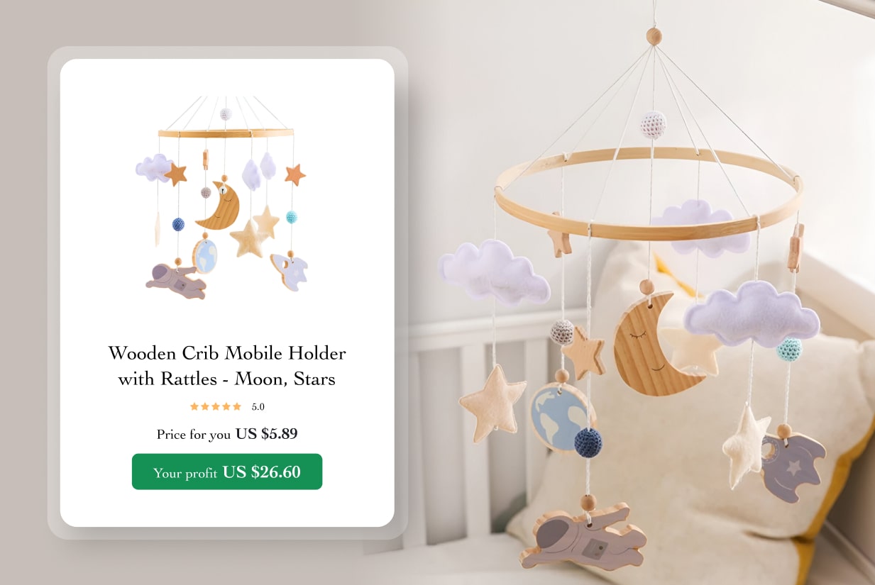 wooden crib mobile holder