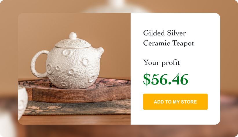 Gilded Silver Ceramic Teapot 