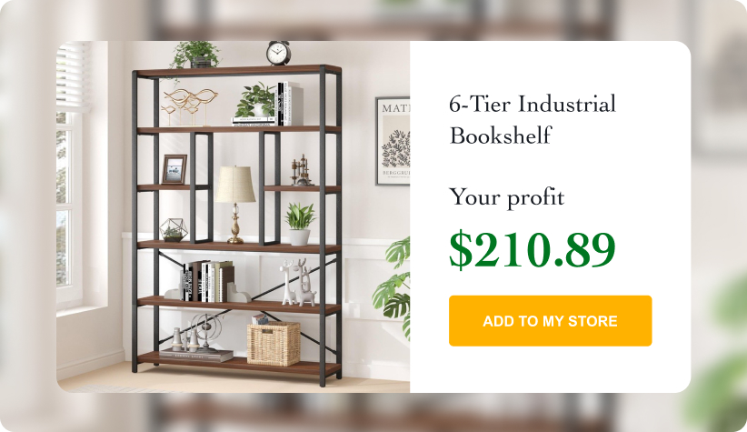 6-Tier Industrial Bookshelf 