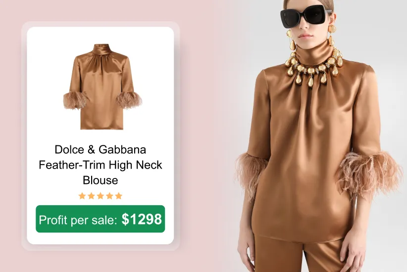 Dolce & Gabbana Feather-Trim High Neck Blouse as a trending product to sell